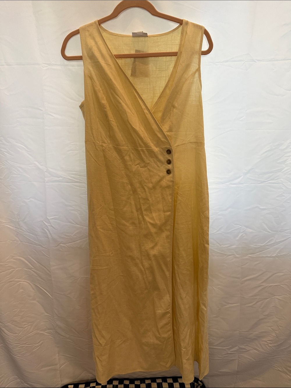 J. Jill Pale Yellow Sleeveless Wrap Maxi Dress